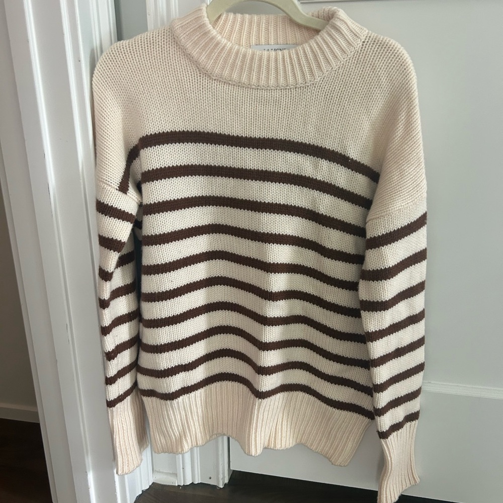 La Ligne XXS ivory and brown striped sweater